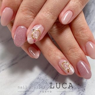 ネイルチップ オーダー 大人可愛い くすみピンク ニュアンス ゴールド
