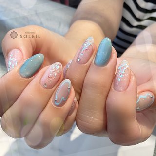 ブルー/グレー/シルバーのネイルデザイン｜ネイルブック