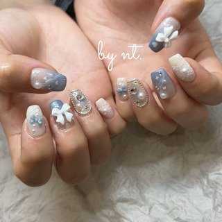 水色/ワンホンネイルのネイルデザイン｜ネイルブック