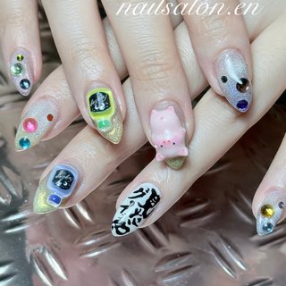 ネイルパーツセット 多彩なデザイン カラフル(レインボー)/#パーツネイルのネイルデザイン｜ネイルブック