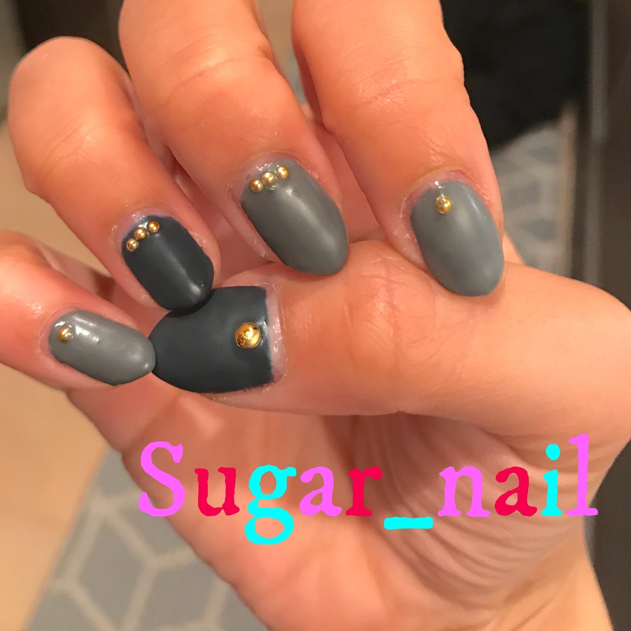 ネイビー グレー セルフネイル Sugar Nail310のネイルデザイン No ネイルブック