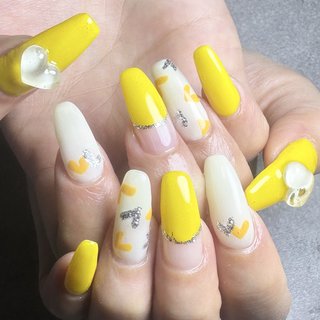 ハート/イエローのネイルデザイン｜ネイルブック