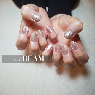 ミラー/ホワイト/ゴールドのネイルデザイン｜ネイルブック