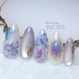 人気順｜押し花(ドライフラワー)/#ラベンダーのネイルデザイン｜ネイル