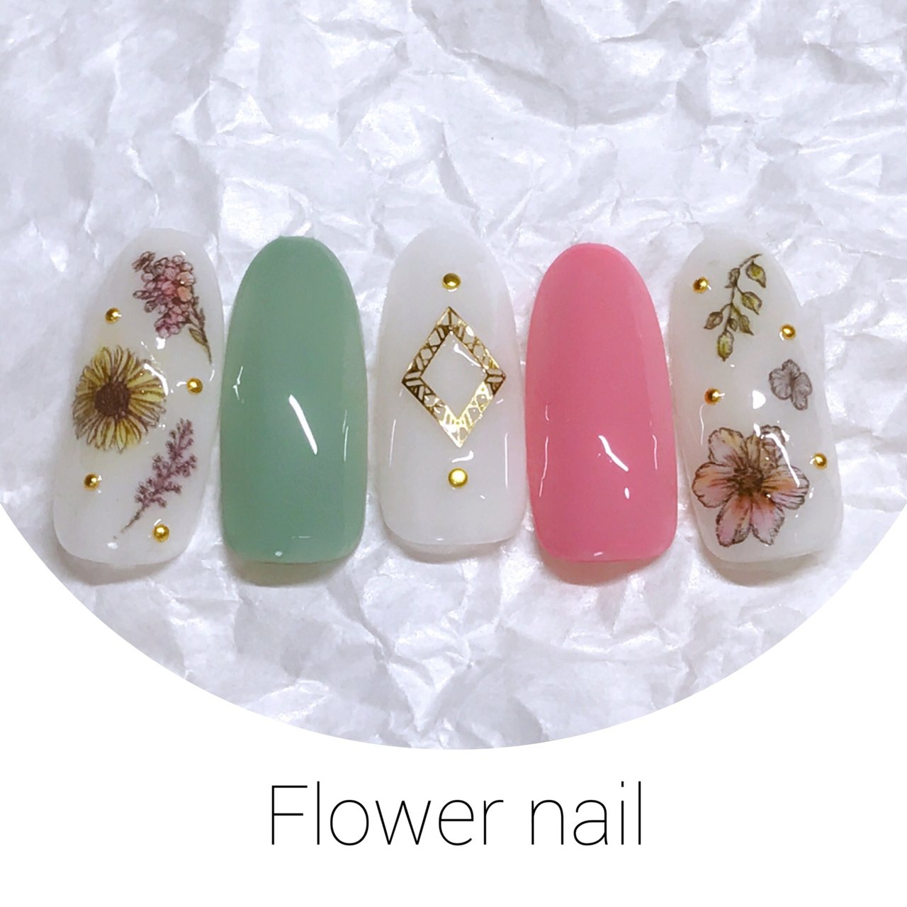 春 ハンド フラワー ホワイト ピンク Min Nail のネイルデザイン No ネイルブック