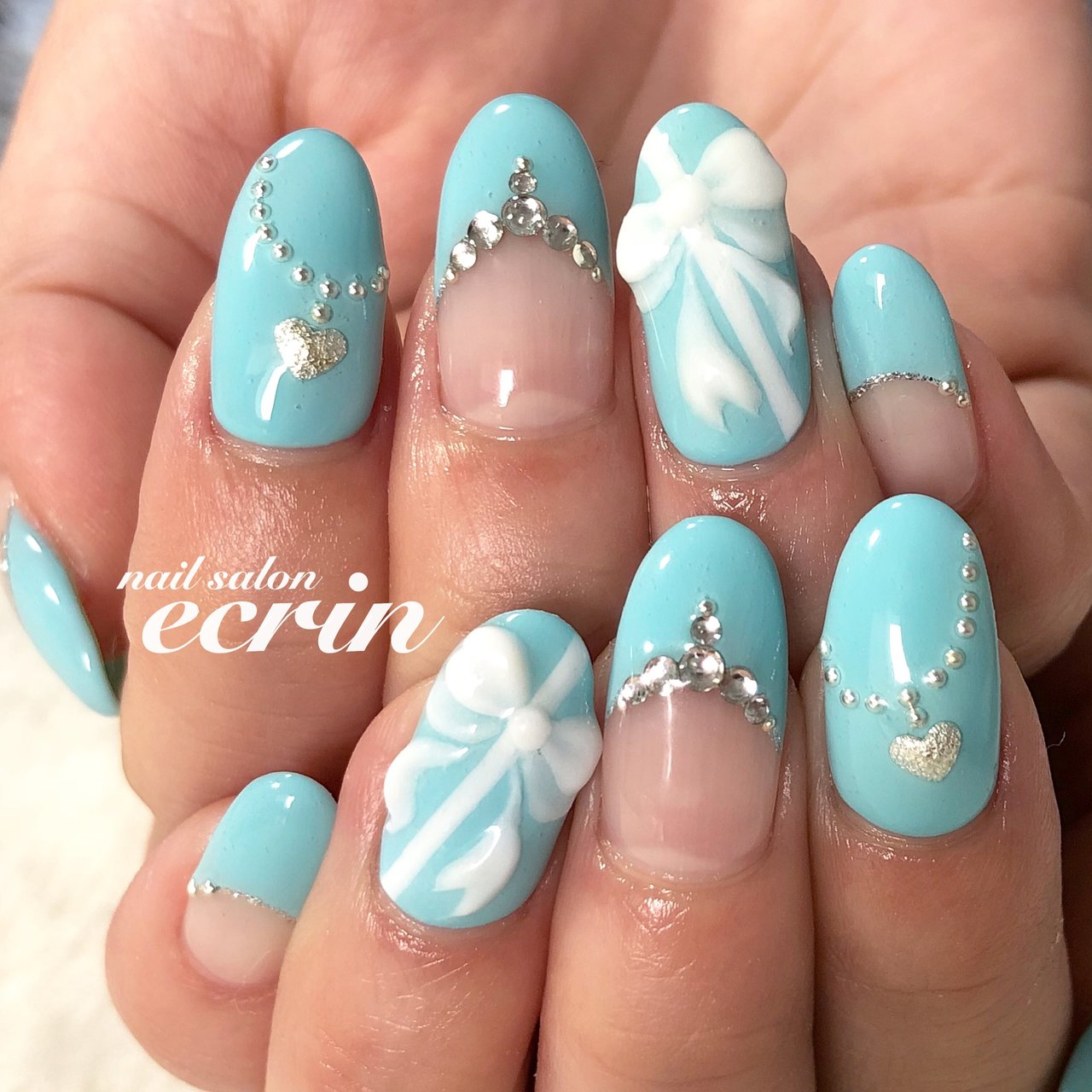 リボン ブルー Nail Ecrinのネイルデザイン No ネイルブック