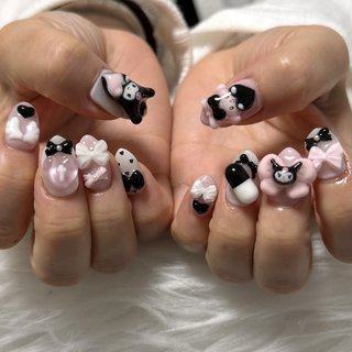 黒ピンクネイルのネイルデザイン｜ネイルブック