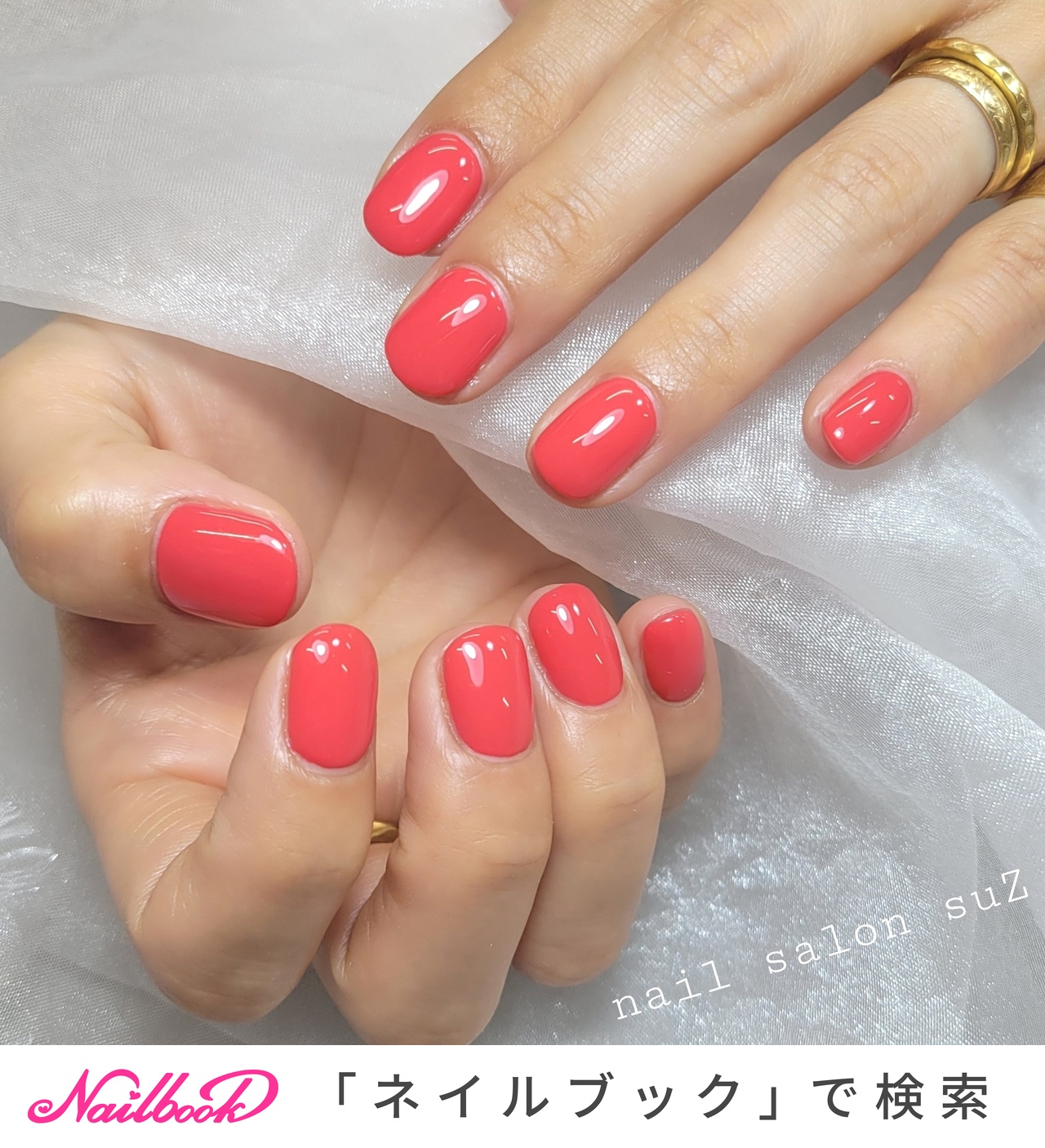 朱色のネイルデザイン｜ネイルブック