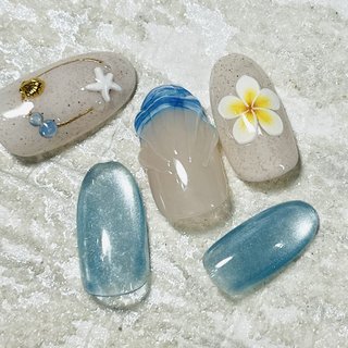 貝殻アートのネイルデザイン｜ネイルブック