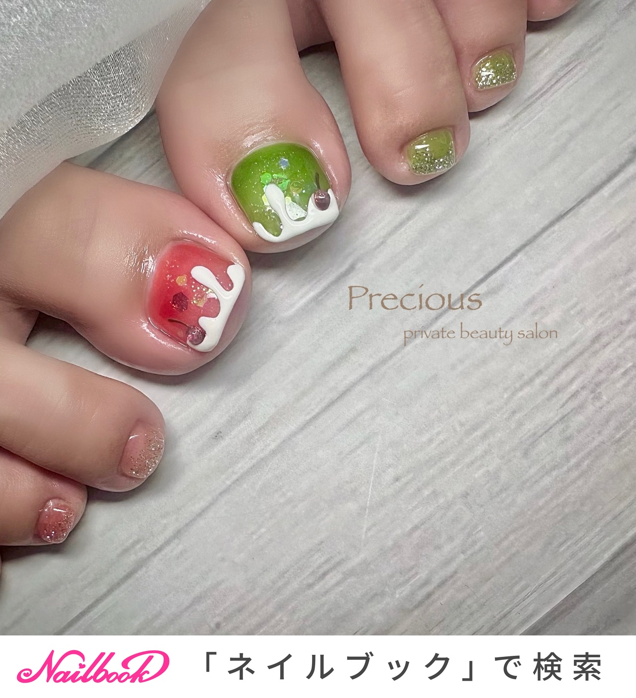 おすすめ順｜フット/#クリームソーダネイルのネイルデザイン｜ネイルブック