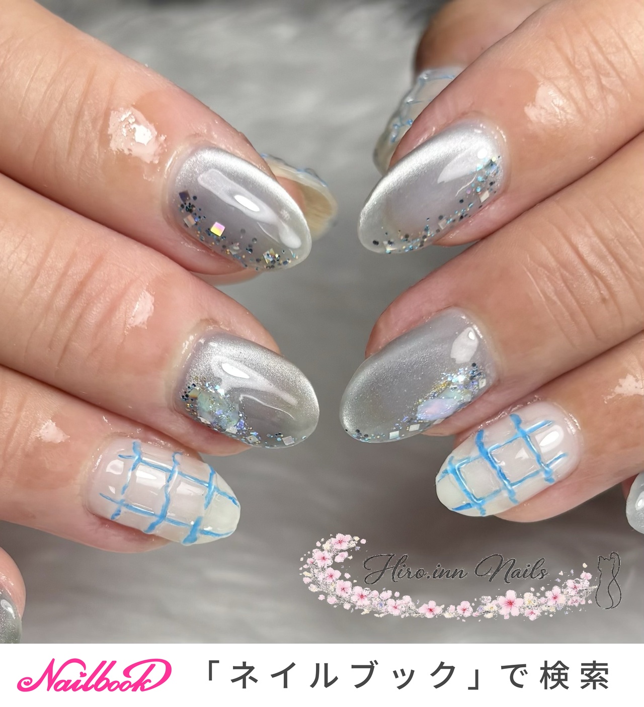 ぷっくりチェックのネイルデザイン｜ネイルブック