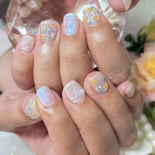 パール/押し花/キラキラのネイルデザイン｜ネイルブック