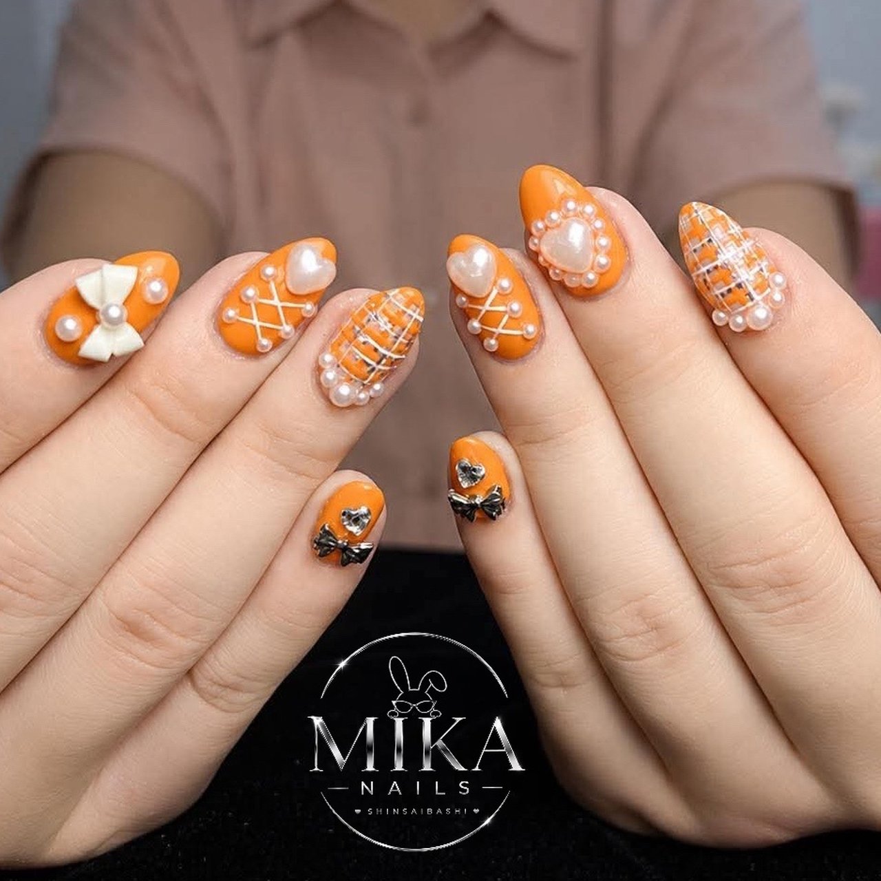 オレンジ/ジェルネイル/ネイルチップ - Chimi / Mika Nails 🎀のネイル