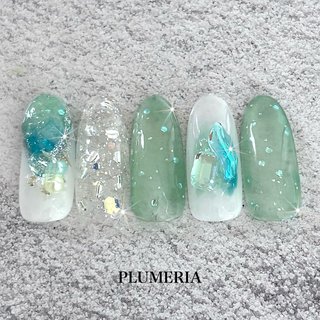 グラデーション/ブルー/#ストーンネイルのネイルデザイン｜ネイルブック