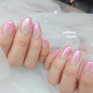 ミラー/ピンク/ちゅるんのネイルデザイン｜ネイルブック