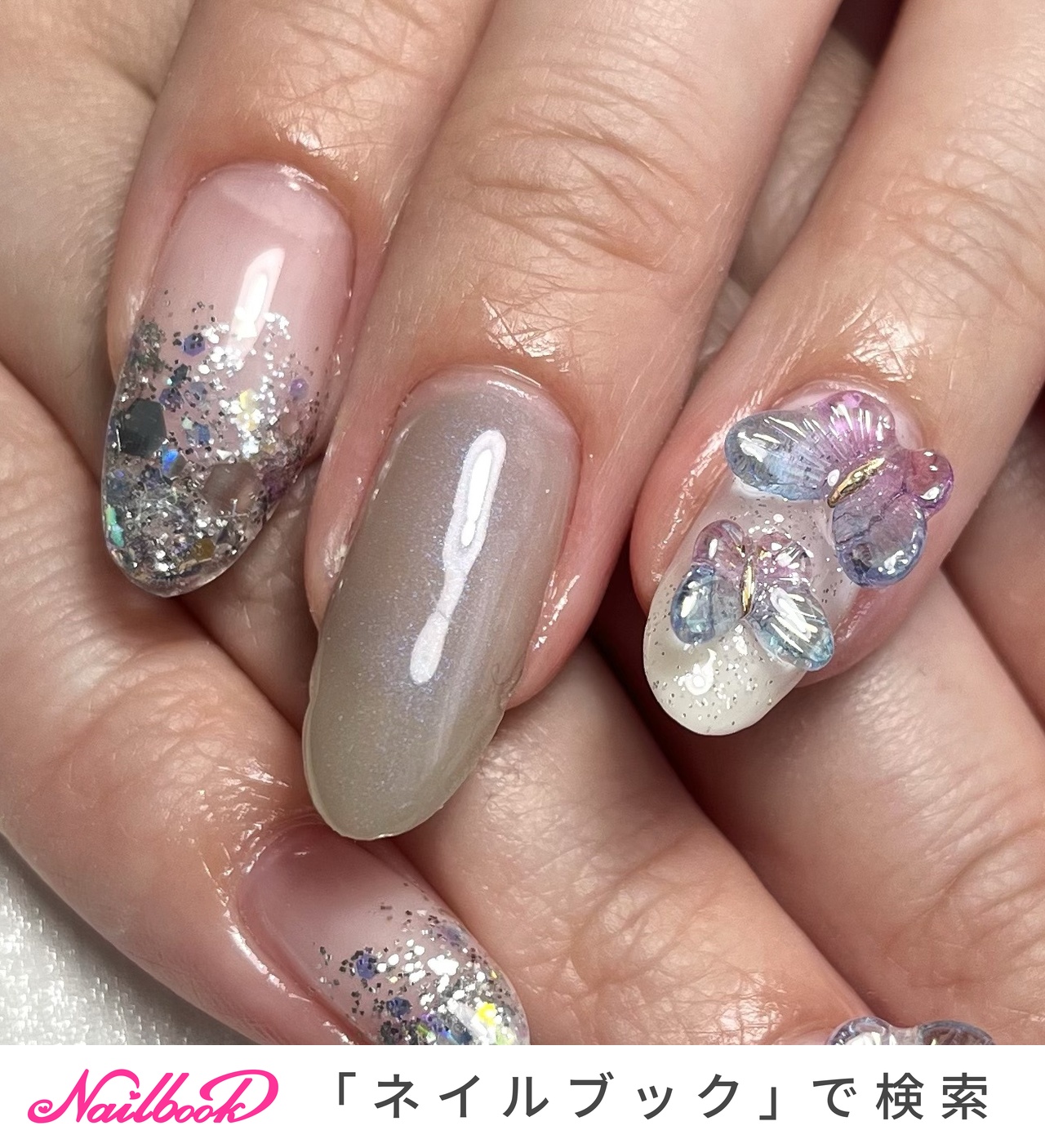 蝶々パーツのネイルデザイン｜ネイルブック
