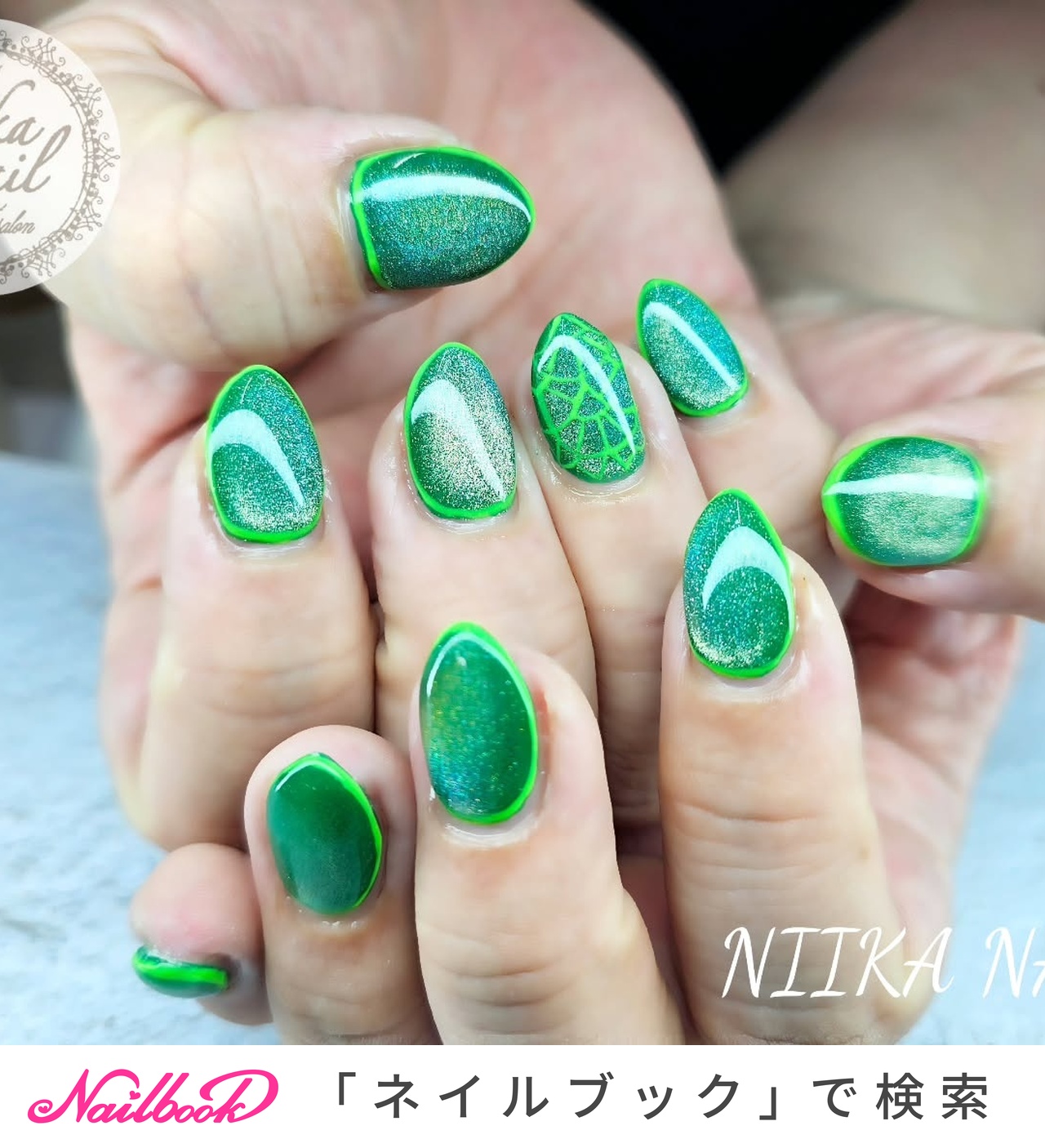 ミセスグリーンアップルネイルのネイルデザイン｜ネイルブック