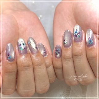☑︎ガラスのビー玉 ネイルチップ 韓国 オーダー ニュアンスネイル