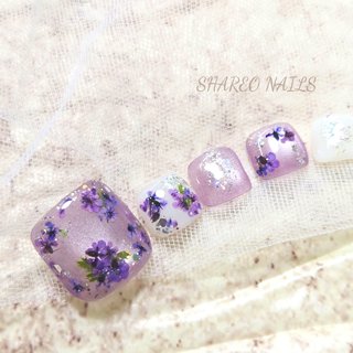 フット/フラワー/マグネットのネイルデザイン｜ネイルブック