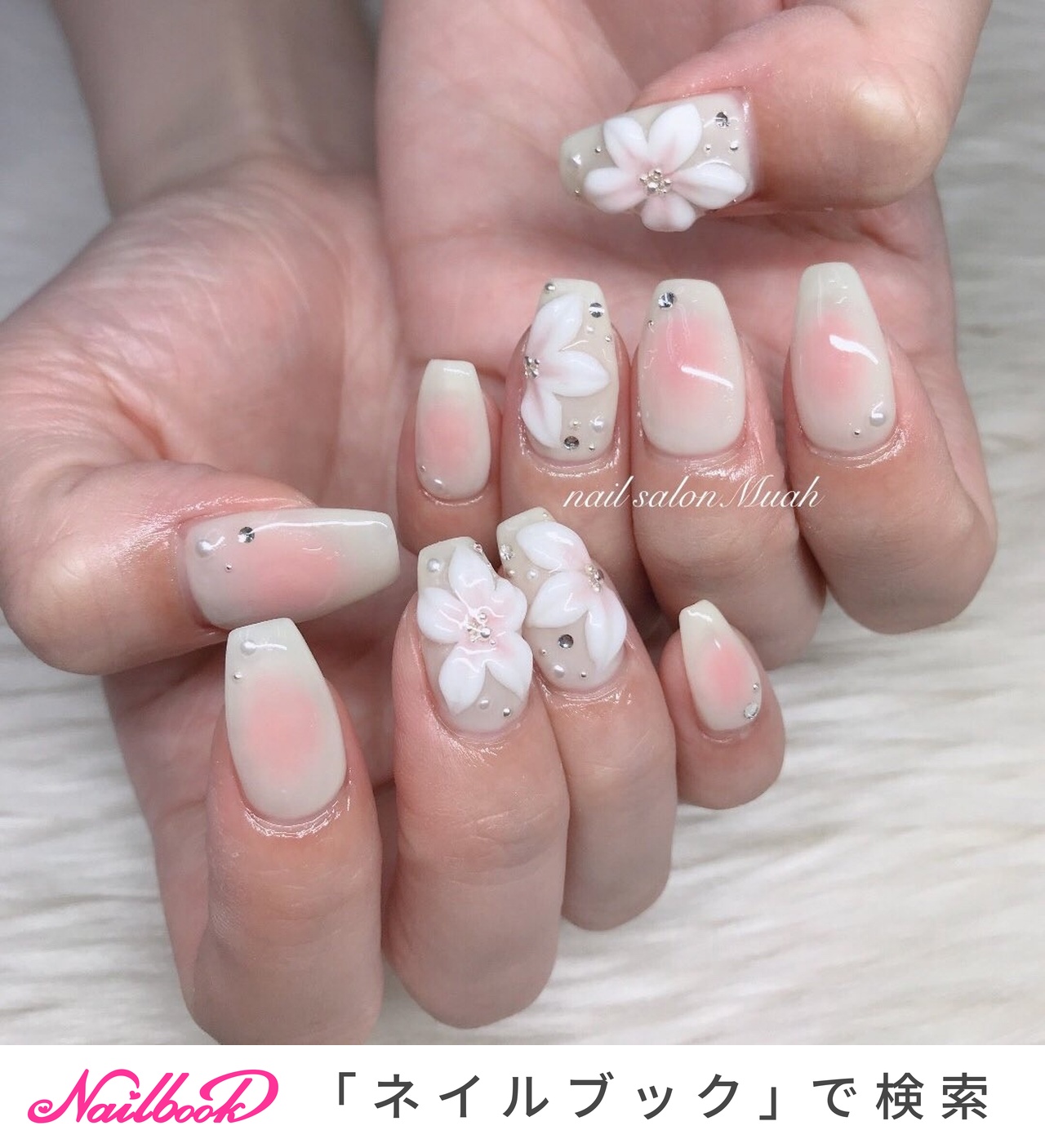 うゆ ホワイトチェック チークネイルチップ ホワイト(白)/チークネイルのネイルデザイン｜ネイルブック