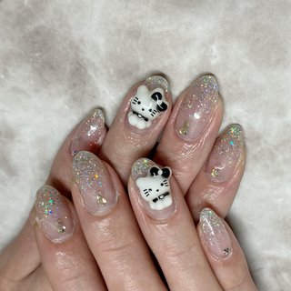 3dネイルパーツ ハート フリフリ アルファベット ネイルパーツ うさぎ 猫 猫パーツのネイルデザイン｜ネイルブック