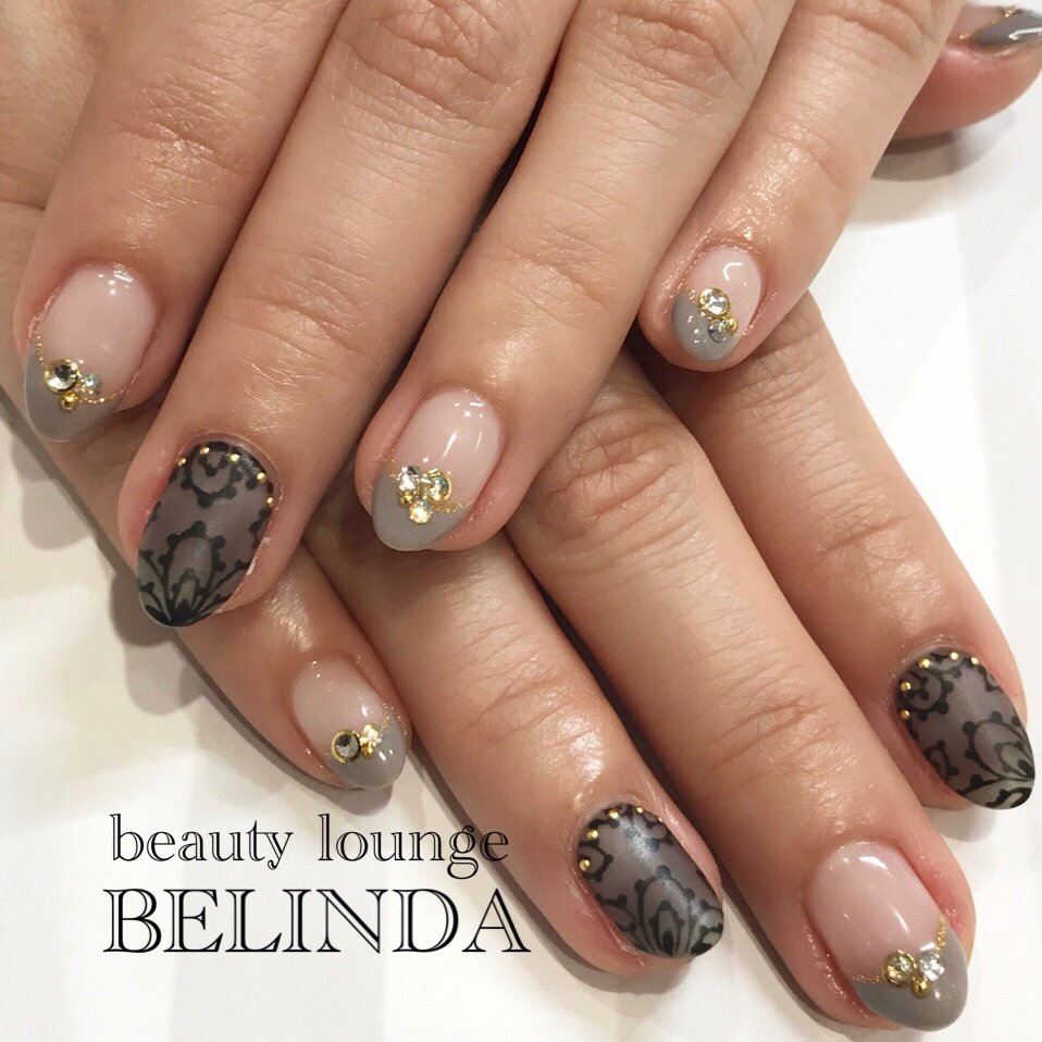 ハンド シースルー グレージュ グレー ブラック Belinda Nail のネイルデザイン No ネイルブック