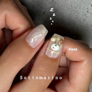 チェック/ホワイトのネイルデザイン｜ネイルブック