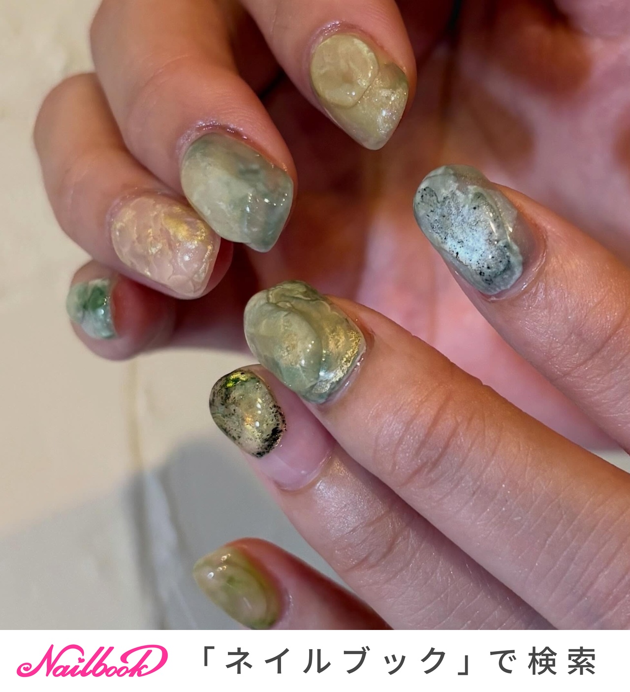 サイズオーダー ネイルチップ 韓国 鉱物 ニュアンス