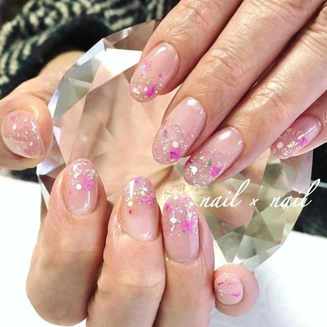 ハンド グラデーション ラメ フラワー クリア Nail Nailのネイルデザイン No ネイルブック