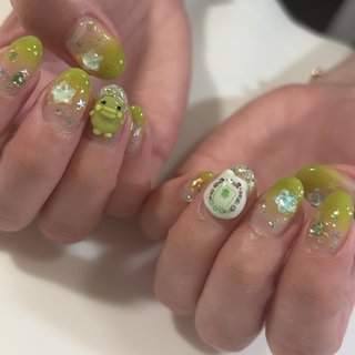 推し活/#黄緑ネイルのネイルデザイン｜ネイルブック