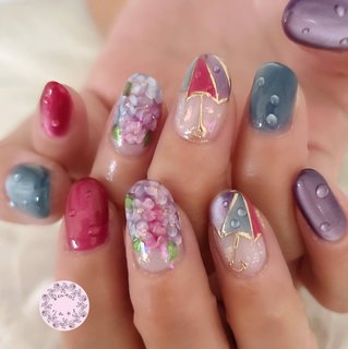 マグネット/パープル/傘ネイルのネイルデザイン｜ネイルブック