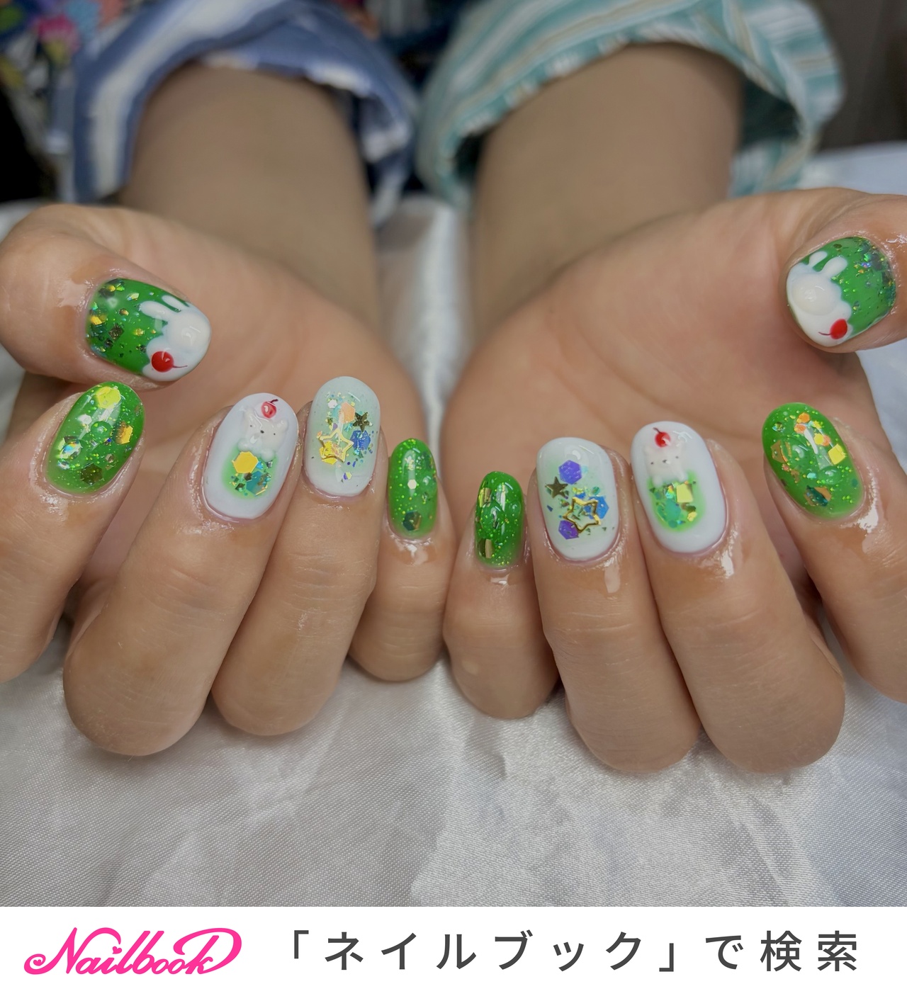 クリームソーダネイルのネイルデザイン｜ネイルブック