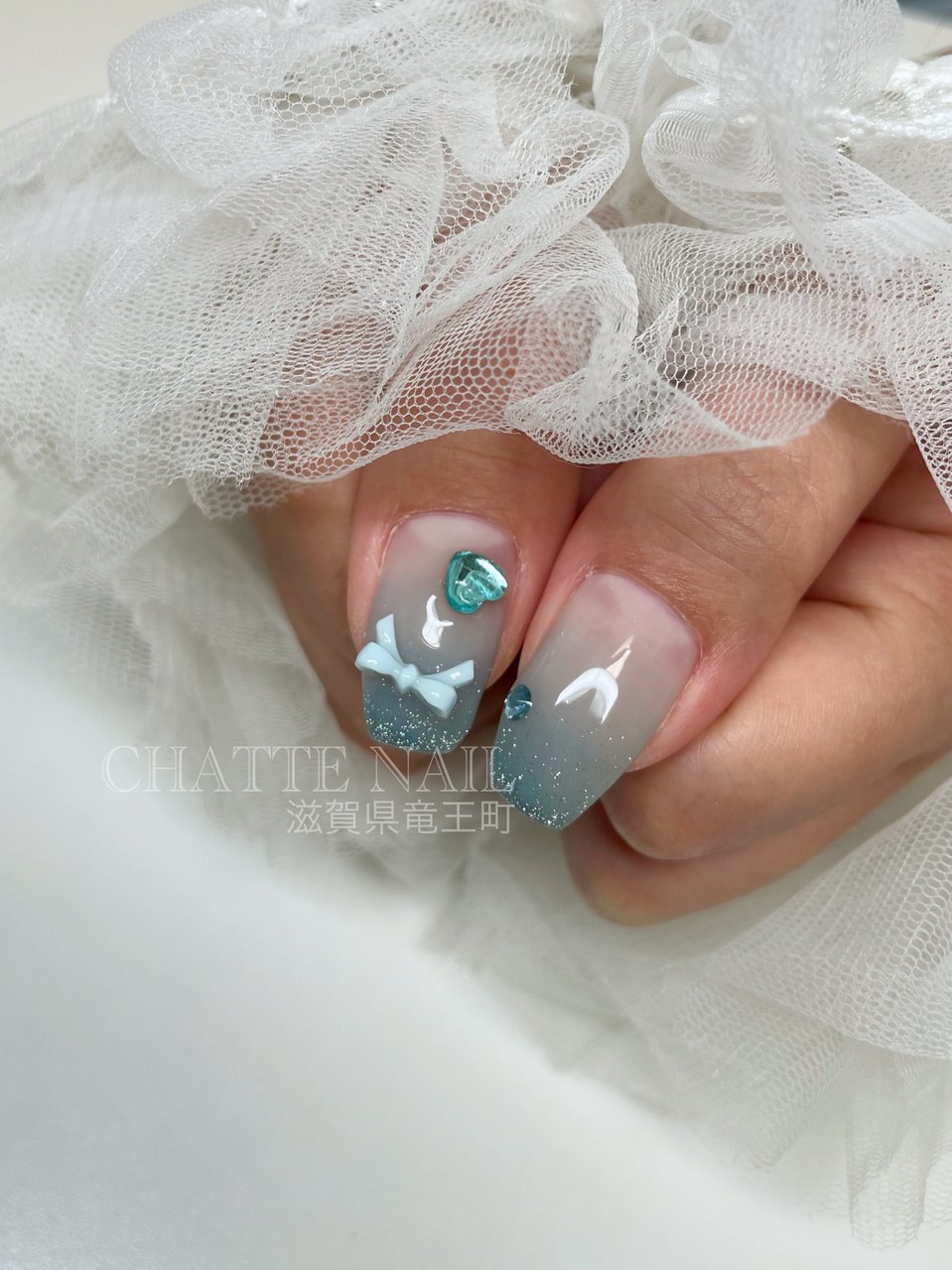 夏/ハンド/ハート/リボン/ワンホン - chatte_nailのネイルデザイン[No