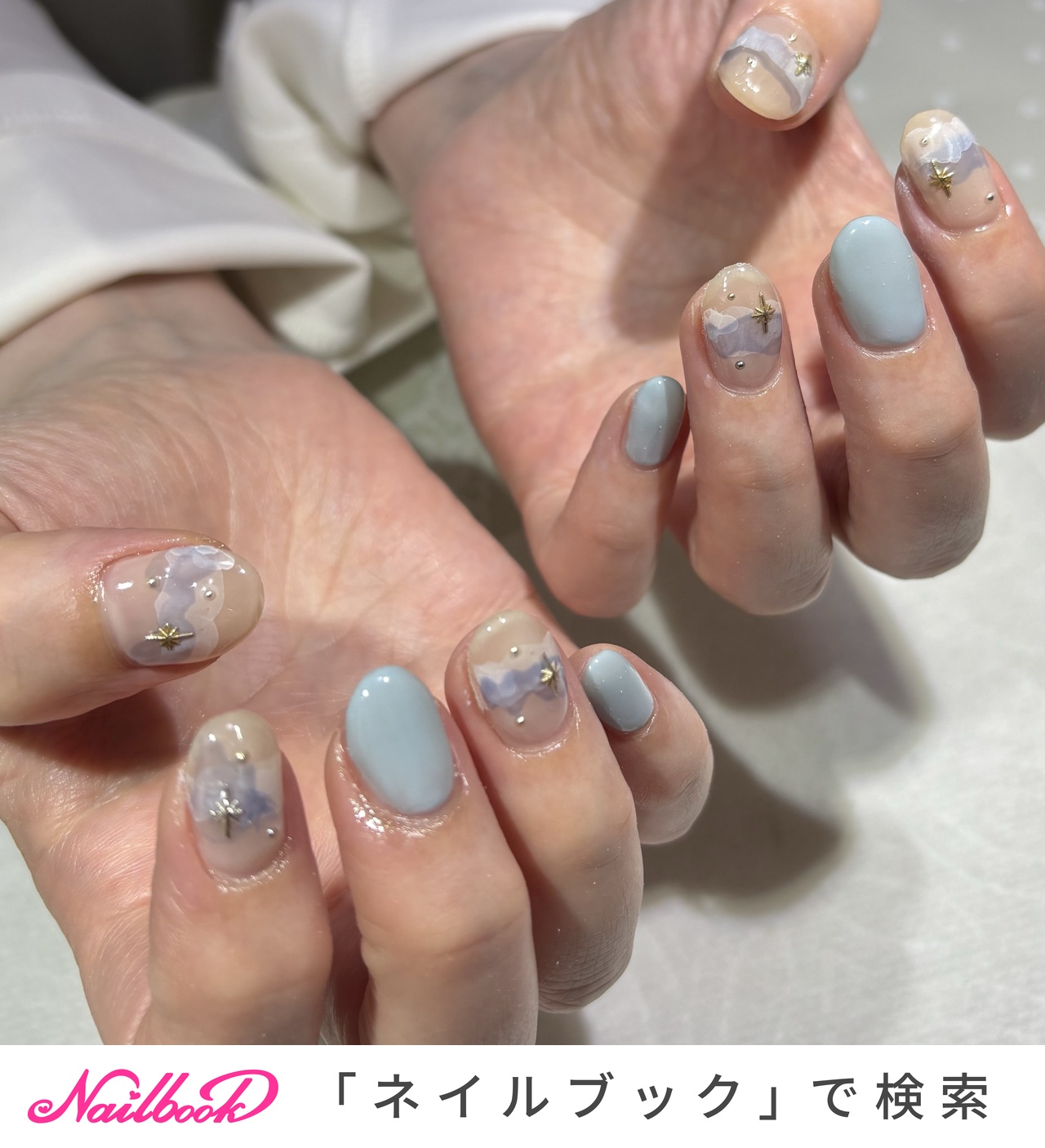 ブルー(青)/#インクアートネイルのネイルデザイン｜ネイルブック