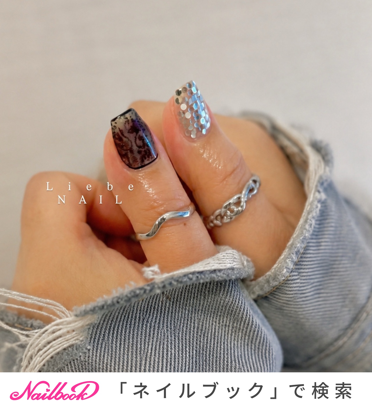 シルバーホロのネイルデザイン｜ネイルブック