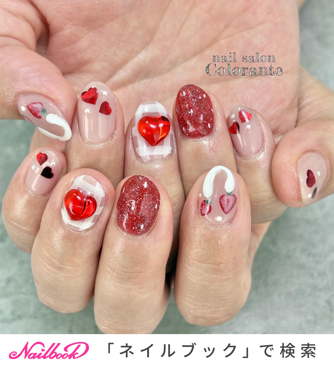 オールシーズン/ハンド/チェック/ハート/ぷっくり - nail salon