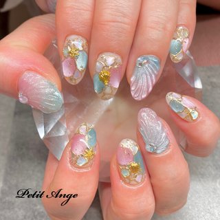 夏/海/ハンド/マーメイド/マグネット - Petit Angeのネイルデザイン[No
