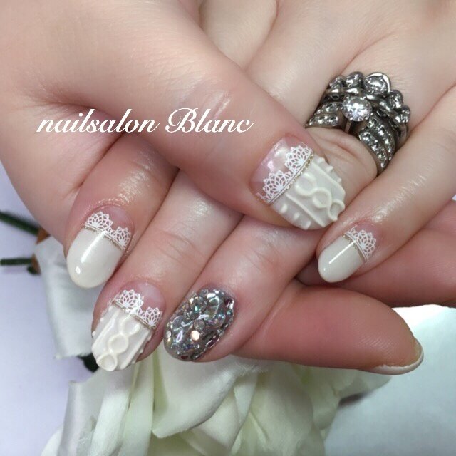 ハンド ビジュー ニット ジェル お客様 Nailsalonblanc ネイルサロンブラン のネイルデザイン No ネイルブック