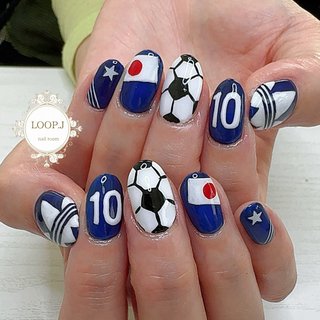 おすすめ順｜推し活/#サッカーネイルのネイルデザイン｜ネイルブック