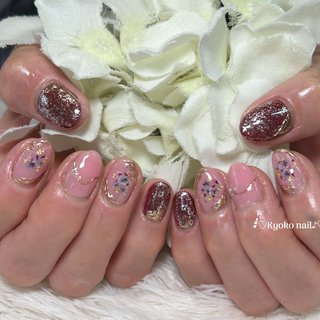 押し花ミラー♥️アネモネ ミラー/押し花のネイルデザイン｜ネイルブック