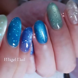 マグネット/ターコイズのネイルデザイン｜ネイルブック