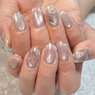 夏/フラワー/クリアフレンチのネイルデザイン｜ネイルブック