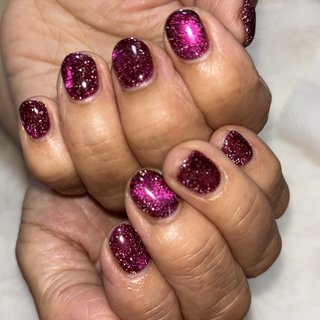 ネイルチップ オーダー ボルドー 赤 マグネット フラッシュ ガーリー