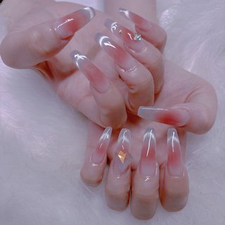 ワンホンネイル(ワンホン/中国ネイル/中華ネイル)/ガラスフレンチの