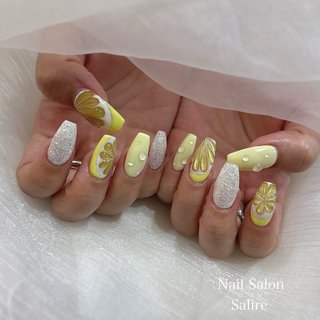 水滴/マグネット/レモンのネイルデザイン｜ネイルブック