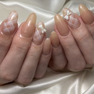 チェック/リボンのネイルデザイン｜ネイルブック