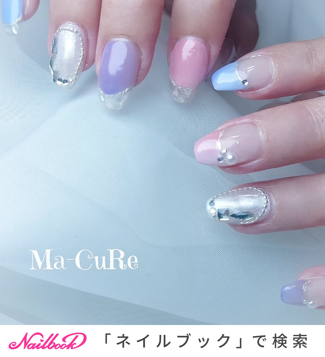 ネイルチップクリアフレンチ水滴ネイル透明感ネイルマグネットネイル夏