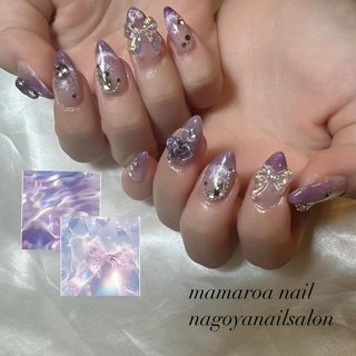 マグネット/オーロラ/リボンのネイルデザイン｜ネイルブック