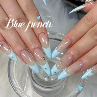 水色/ワンホンネイルのネイルデザイン｜ネイルブック