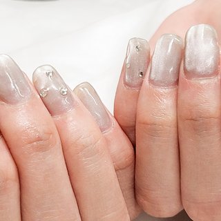 グレー/ワンホンネイルのネイルデザイン｜ネイルブック